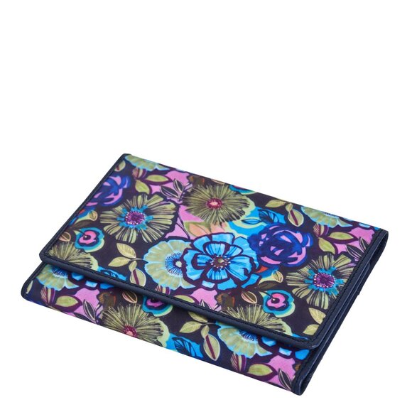 Hand Crafted Fabric Printed Blue Trifold Wallet Card Holder – Women’s Organizer - Picture 9 of 9